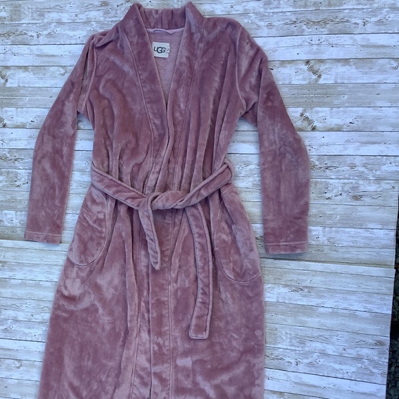 UGG Marlow Double Fleece Plush Robe Long in Dusk Pink M Medium - Picture 1 of 13